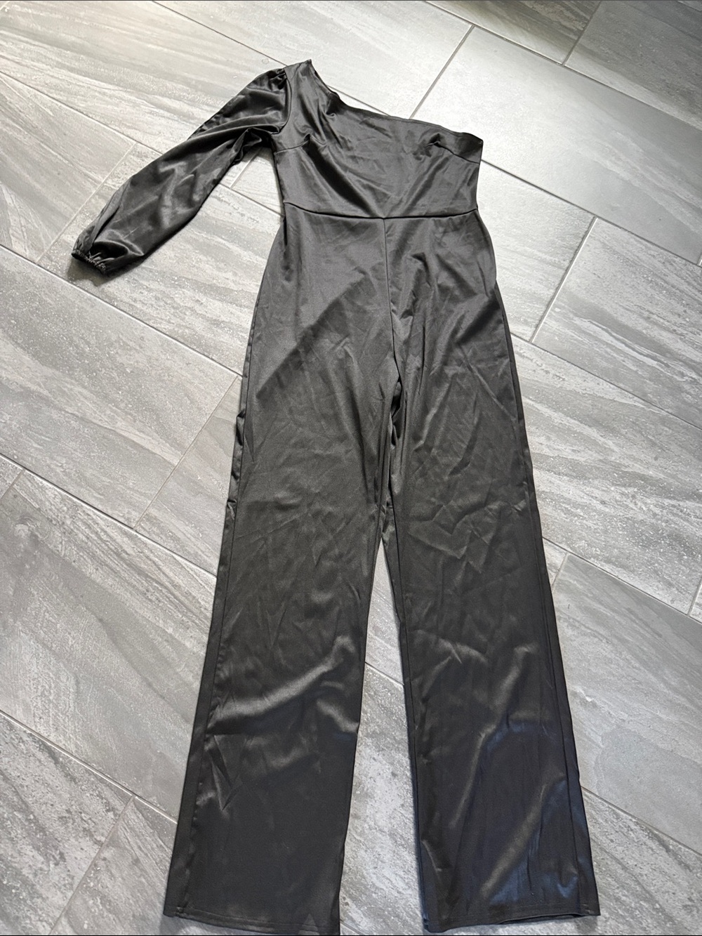 One-Shoulder Black Wide-Leg Jumpsuit